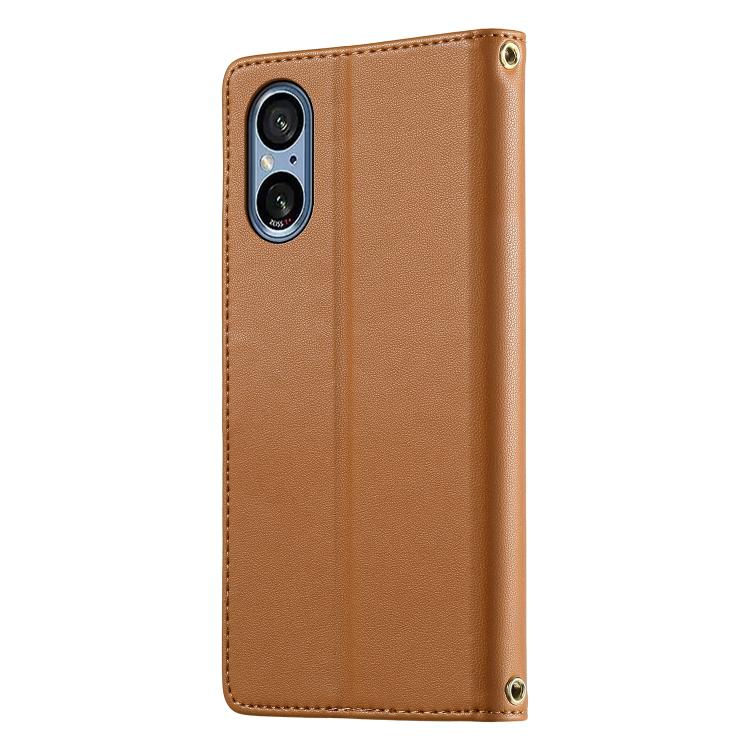 For Sony Xperia 5 V Cute Cats Magnetic Closure Vegan Leather Phone Case with Strap