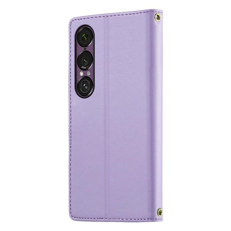 For Sony Xperia 1 VII Cute Cats Magnetic Closure Vegan Leather Phone Case with Strap