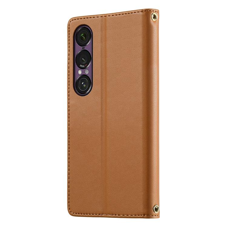 For Sony Xperia 1 VII Cute Cats Magnetic Closure Vegan Leather Phone Case with Strap