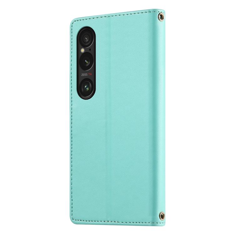 For Sony Xperia 1 VI Cute Cats Magnetic Closure Vegan Leather Phone Case with Strap
