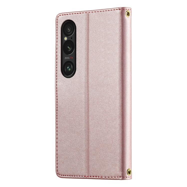 For Sony Xperia 1 VI Cute Cats Magnetic Closure Vegan Leather Phone Case with Strap