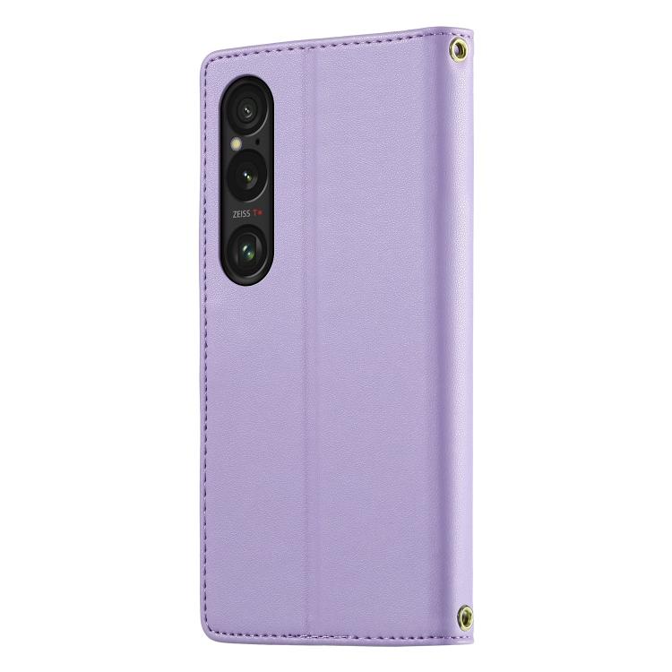 For Sony Xperia 1 VI Cute Cats Magnetic Closure Vegan Leather Phone Case with Strap