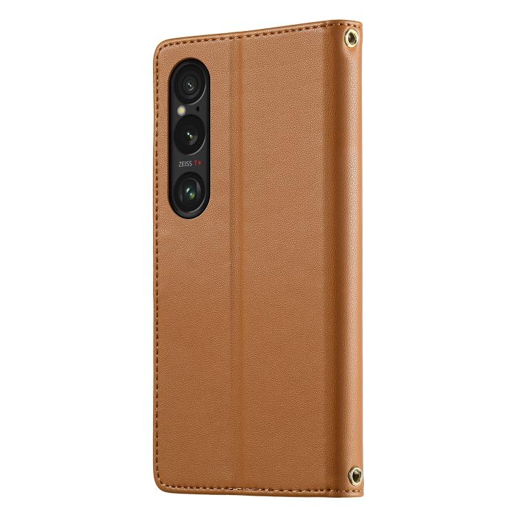 For Sony Xperia 1 VI Cute Cats Magnetic Closure Vegan Leather Phone Case with Strap