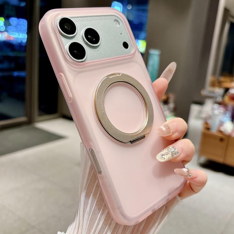 For iPhone 17 Pro Max Skin Feel 360 Degrees Rotating Holder PC Hybrid TPU Magnetic Phone Case