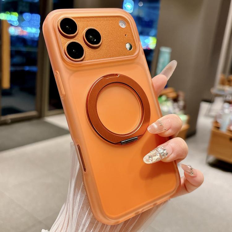 For iPhone 17 Pro Max Skin Feel 360 Degrees Rotating Holder PC Hybrid TPU Magnetic Phone Case