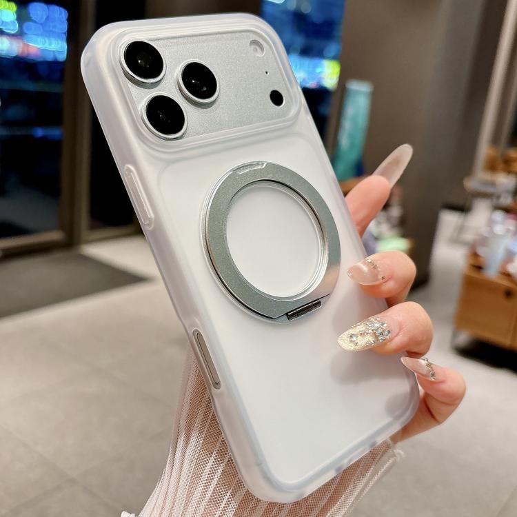 For iPhone 17 Pro Skin Feel 360 Degrees Rotating Holder PC Hybrid TPU Magnetic Phone Case