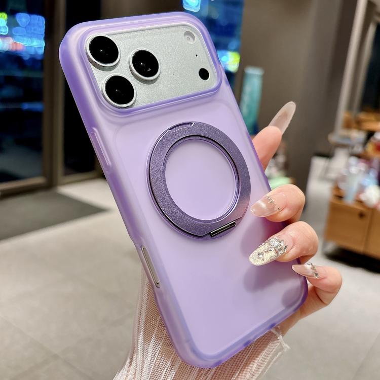 For iPhone 17 Pro Skin Feel 360 Degrees Rotating Holder PC Hybrid TPU Magnetic Phone Case