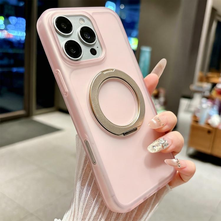 For iPhone 16 Pro Skin Feel 360 Degrees Rotating Holder PC Hybrid TPU Magnetic Phone Case