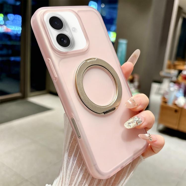 For iPhone 16 Skin Feel 360 Degrees Rotating Holder PC Hybrid TPU Magnetic Phone Case