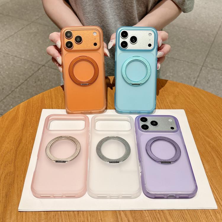 For iPhone 17 Pro Skin Feel 360 Degrees Rotating Holder PC Hybrid TPU Magnetic Phone Case