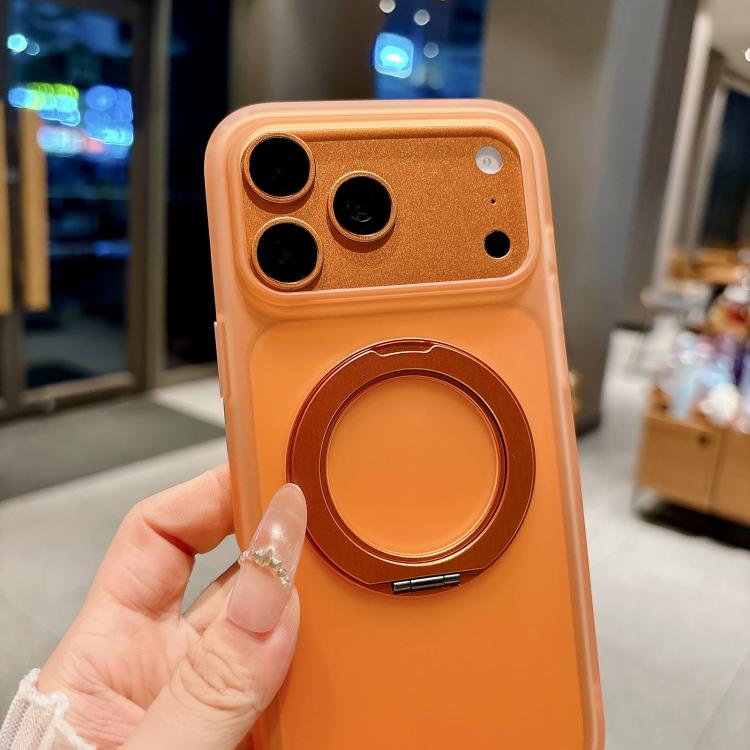 For iPhone 16 Pro Max Skin Feel 360 Degrees Rotating Holder PC Hybrid TPU Magnetic Phone Case
