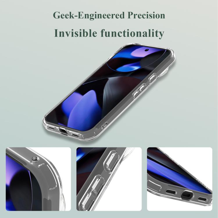For Google Pixel 10 / 10 Pro LeReach TOC Clear Series Dual-Composite Armor TPU + Acrylic Shockproof Phone Case - Transparent