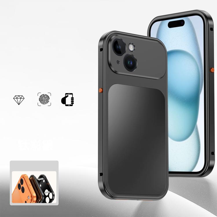For iPhone 15 Buckle Magnetic Metal Phone Case