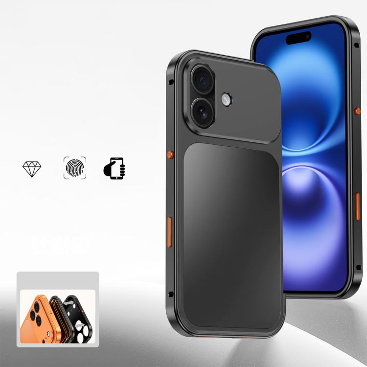 For iPhone 16 Buckle Magnetic Metal Phone Case