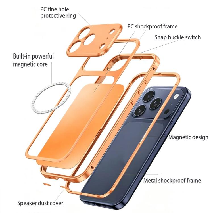 For iPhone 15 Pro Buckle Magnetic Metal Phone Case