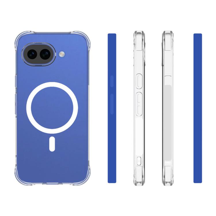 For Google Pixel 10a WANLONFENG Transparent Magnetic Four-Corner Shockproof TPU Phone Case with Screen Film - Transparent