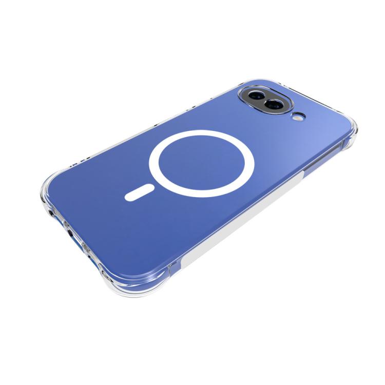 For Google Pixel 10a WANLONFENG Transparent Magnetic Four-Corner Shockproof TPU Phone Case with Screen Film - Transparent