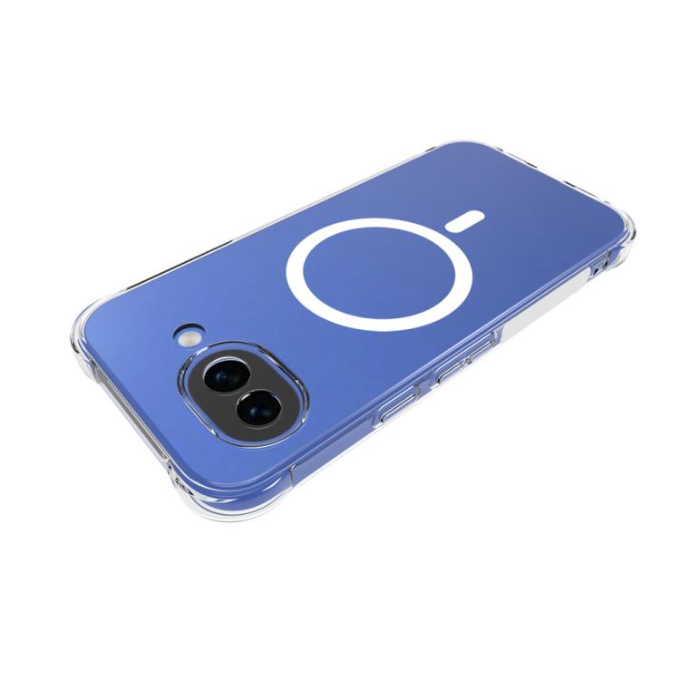 For Google Pixel 10a WANLONFENG Transparent Magnetic Four-Corner Shockproof TPU Phone Case with Screen Film - Transparent