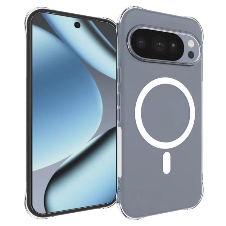 For Google Pixel 11 Pro WANLONFENG Transparent Magnetic Four-Corner Shockproof TPU Phone Case with Screen Film - Transparent