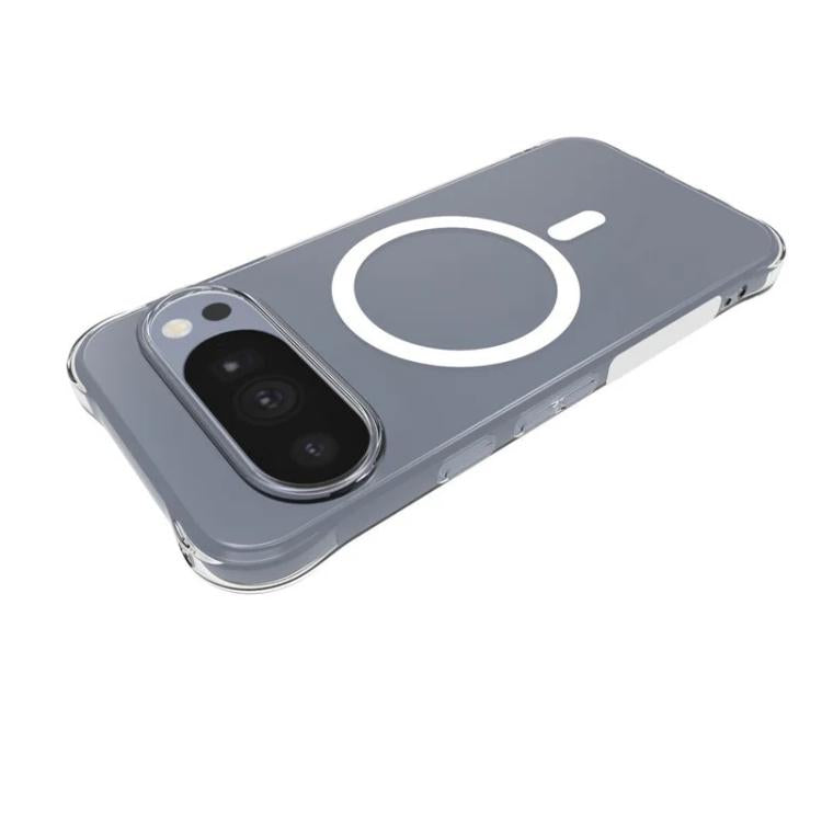 For Google Pixel 11 Pro WANLONFENG Transparent Magnetic Four-Corner Shockproof TPU Phone Case with Screen Film - Transparent