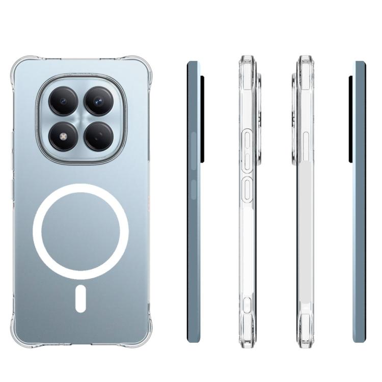 For Redmi Note 15 4G Global 164mm WANLONFENG Transparent Magnetic Four-Corner Shockproof TPU Phone Case with 2pcs Screen Films - Transparent
