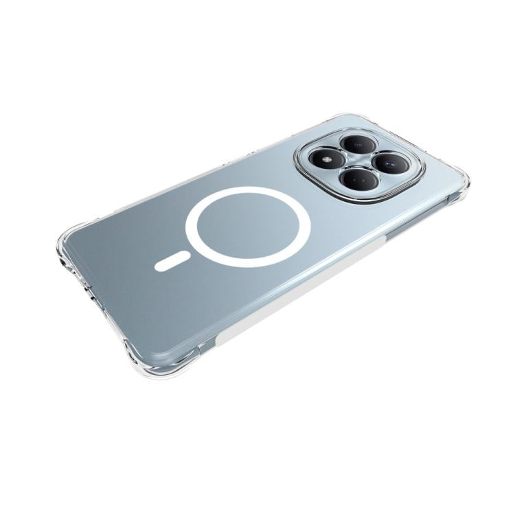 For Redmi Note 15 Pro 5G Global 163.6mm WANLONFENG Transparent Magnetic Four-Corner Shockproof TPU Phone Case with 2pcs Screen Films - Transparent