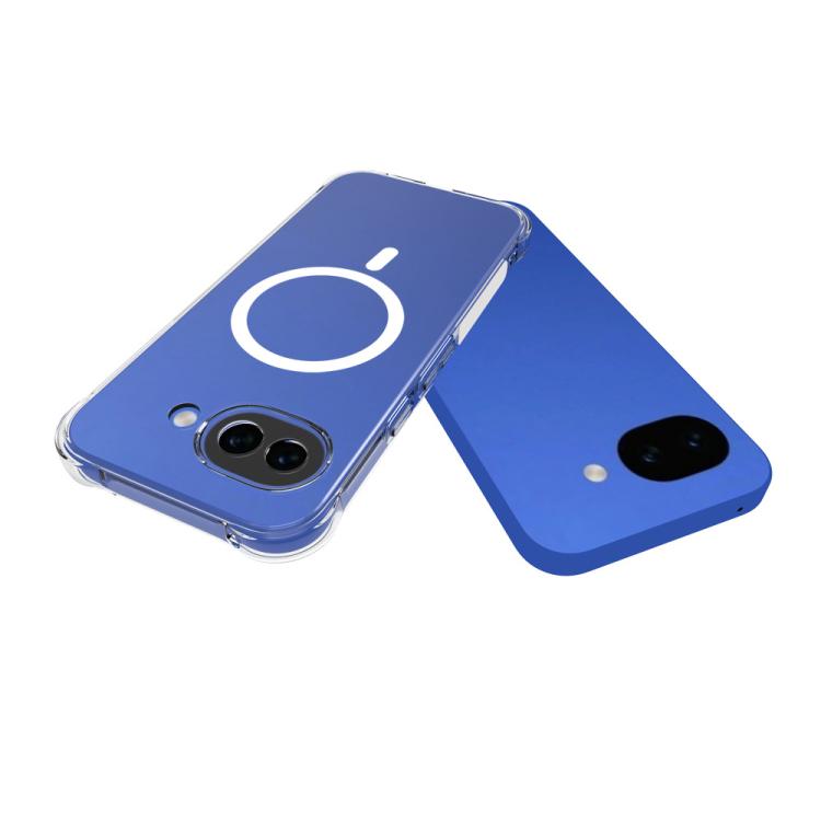 For Google Pixel 10a WANLONFENG Transparent Magnetic Four-Corner Shockproof TPU Phone Case with 2pcs Screen Films - Transparent