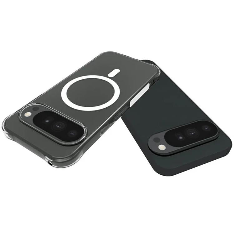For Google Pixel 11 Pro XL WANLONFENG Transparent Magnetic Four-Corner Shockproof TPU Phone Case with 2pcs Screen Films - Transparent