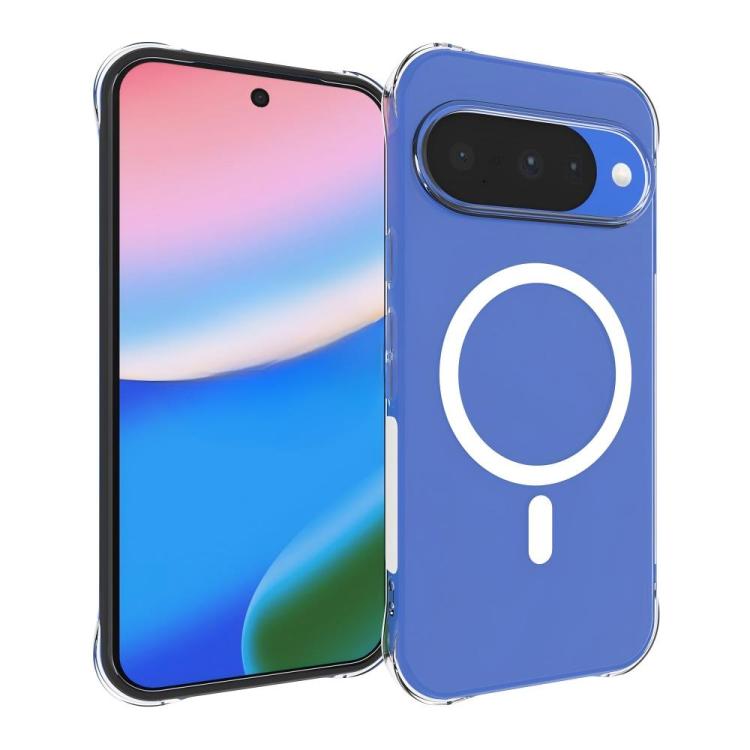 For Google Pixel 11 WANLONFENG Transparent Magnetic Four-Corner Shockproof TPU Phone Case with 2pcs Screen Films - Transparent