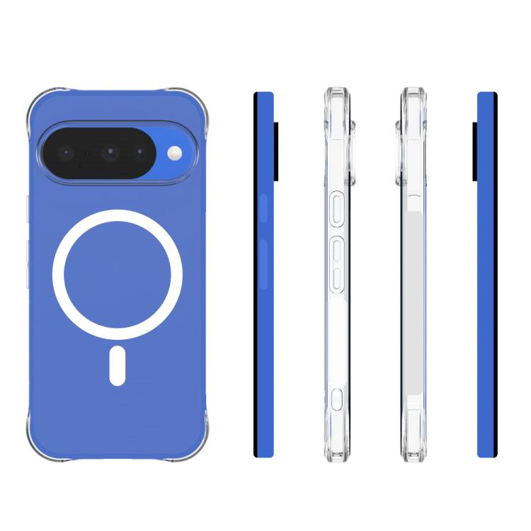 For Google Pixel 11 WANLONFENG Transparent Magnetic Four-Corner Shockproof TPU Phone Case with 2pcs Screen Films - Transparent