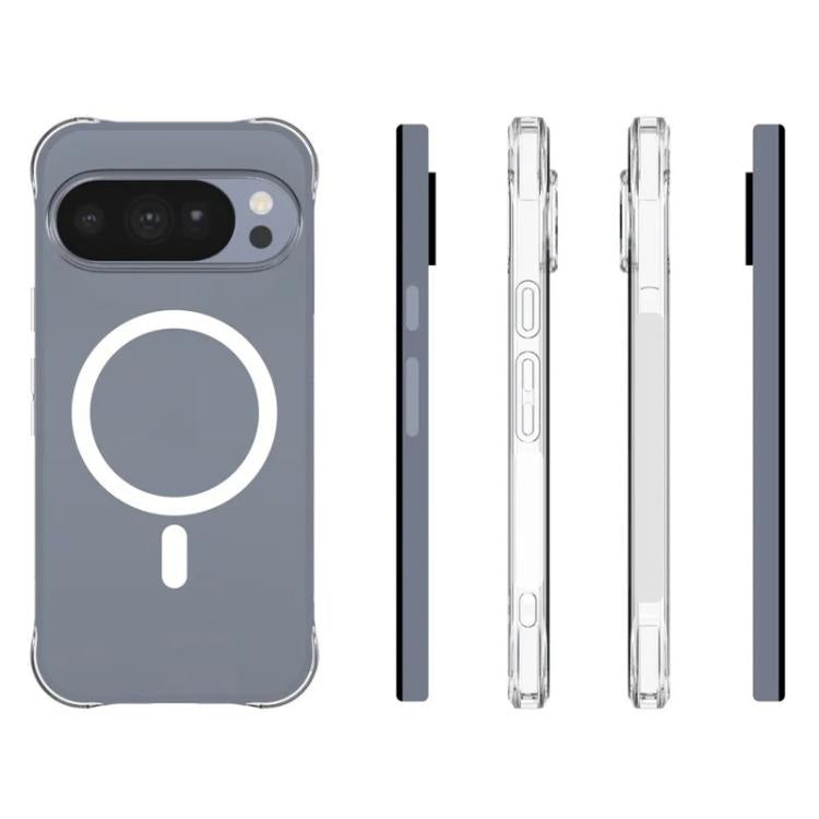 For Google Pixel 11 Pro WANLONFENG Transparent Magnetic Four-Corner Shockproof TPU Phone Case with 2pcs Screen Films - Transparent