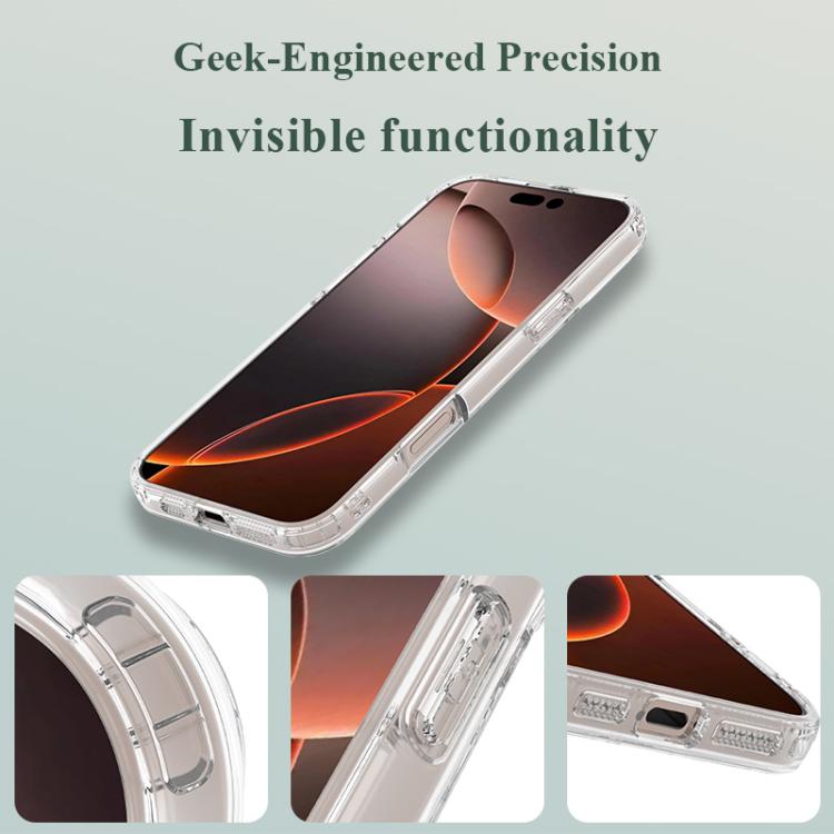 For iPhone 16 Pro Max LeReach TOC Clear Series Dual-Composite Armor TPU + Acrylic Shockproof Phone Case - Transparent