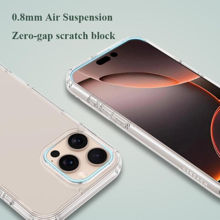 For iPhone 16 Pro Max LeReach TOC Clear Series Dual-Composite Armor TPU + Acrylic Shockproof Phone Case - Transparent