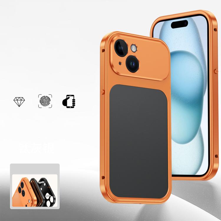 For iPhone 15 Cooling Spring Buckle Metal Frame Phone Case