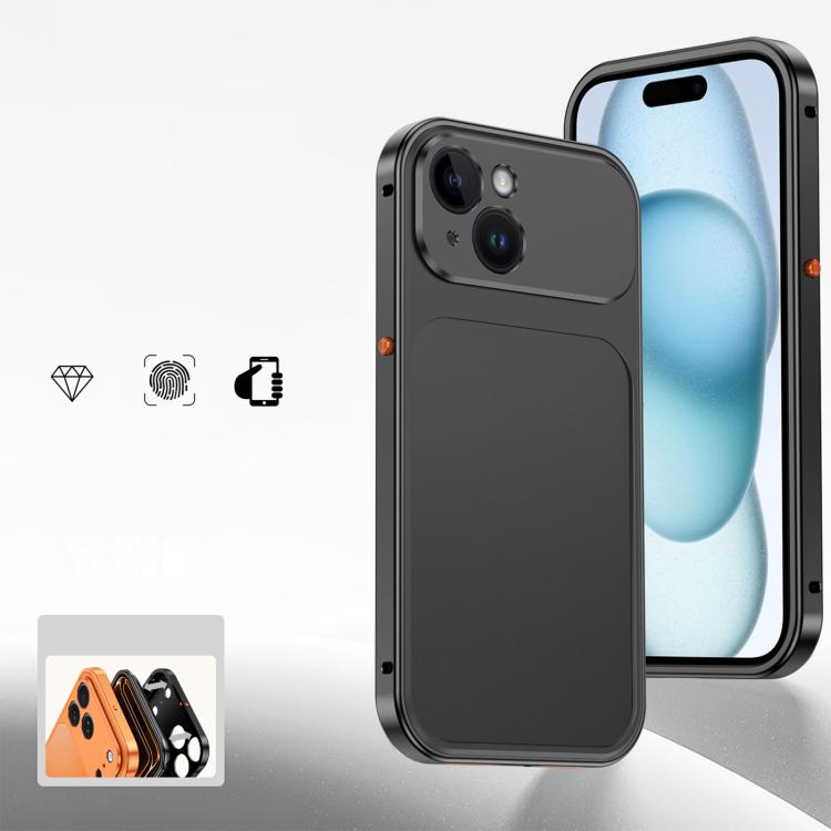 For iPhone 15 Cooling Spring Buckle Metal Frame Phone Case