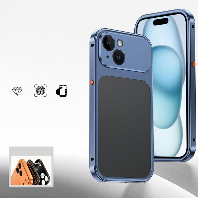 For iPhone 15 Cooling Spring Buckle Metal Frame Phone Case