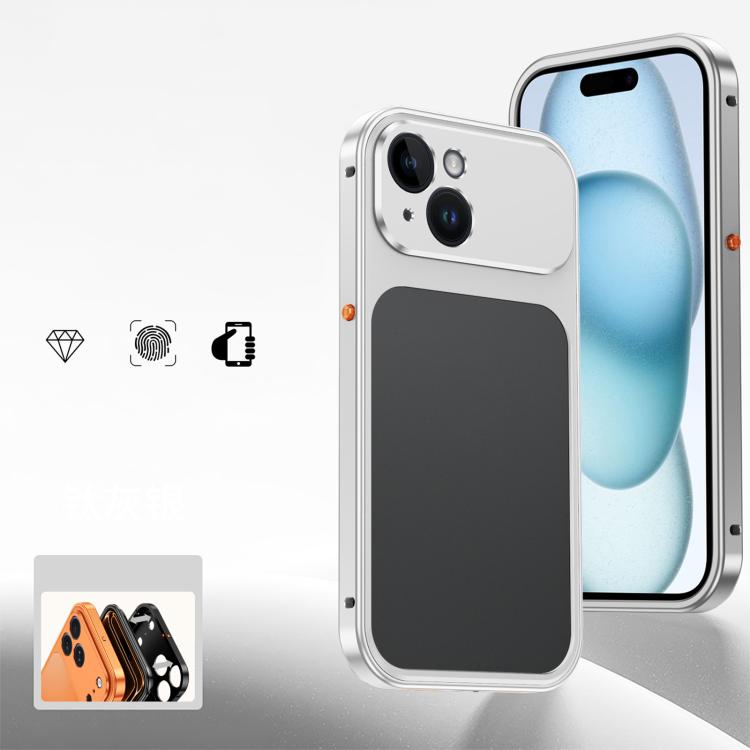For iPhone 15 Cooling Spring Buckle Metal Frame Phone Case
