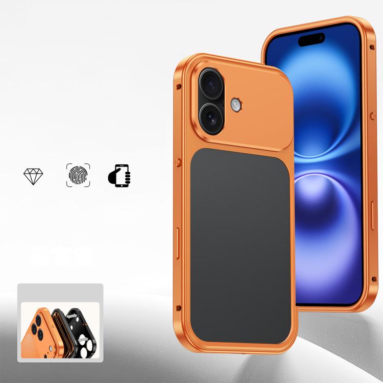 For iPhone 16 Cooling Spring Buckle Metal Frame Phone Case