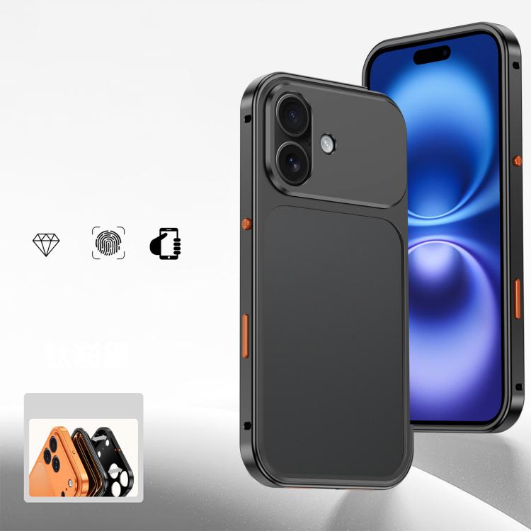 For iPhone 16 Cooling Spring Buckle Metal Frame Phone Case