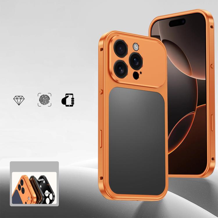 For iPhone 16 Pro Max Cooling Spring Buckle Metal Frame Phone Case