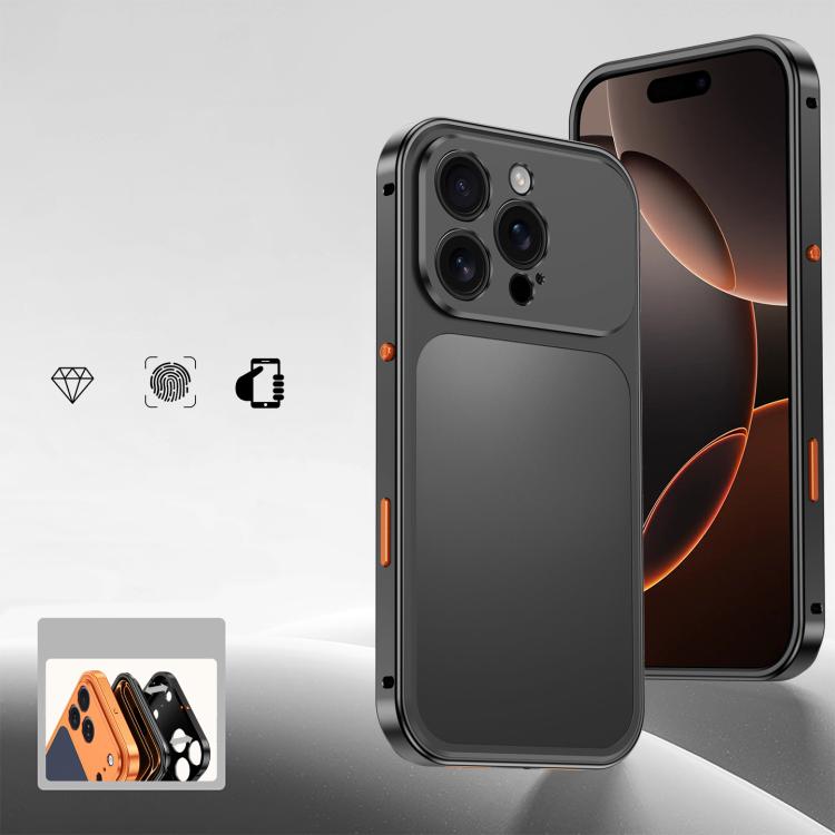 For iPhone 16 Pro Max Cooling Spring Buckle Metal Frame Phone Case