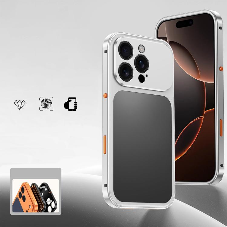 For iPhone 16 Pro Max Cooling Spring Buckle Metal Frame Phone Case