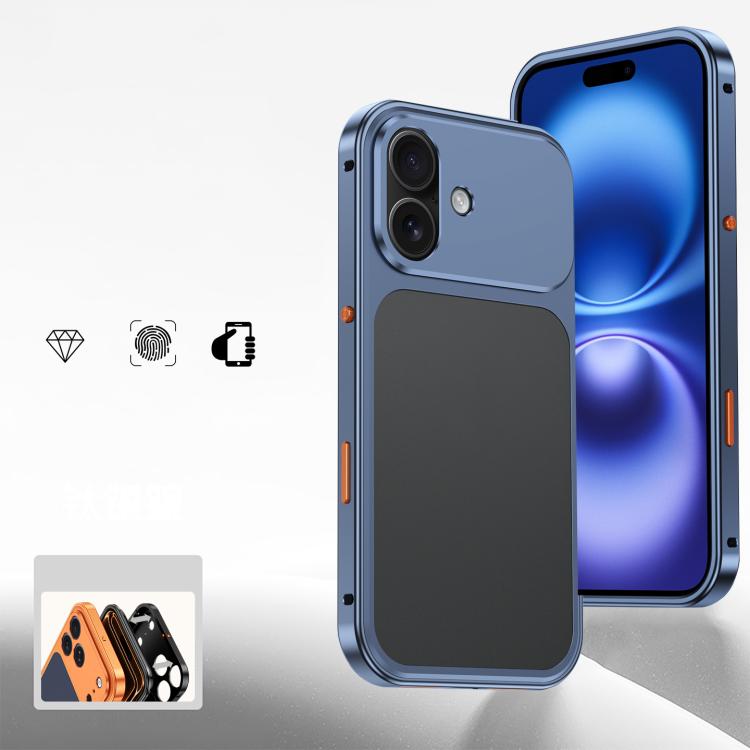 For iPhone 17 Cooling Spring Buckle Metal Frame Phone Case