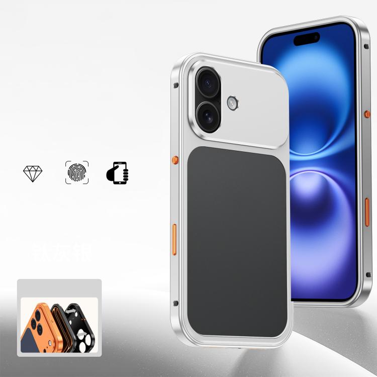 For iPhone 17 Cooling Spring Buckle Metal Frame Phone Case
