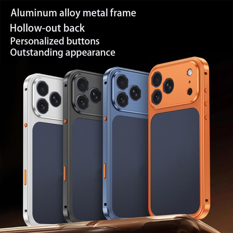 For iPhone 16 Pro Cooling Spring Buckle Metal Frame Phone Case