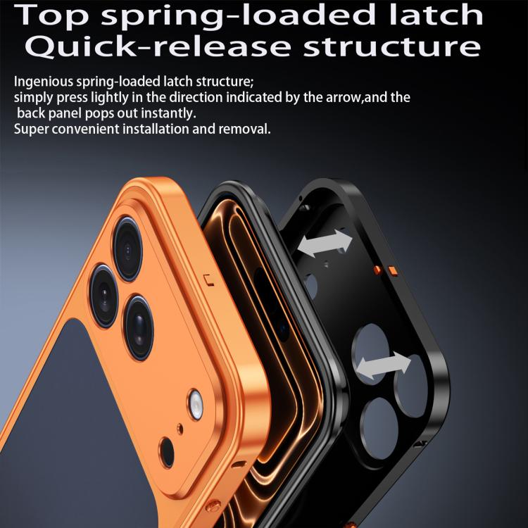 For iPhone 15 Cooling Spring Buckle Metal Frame Phone Case