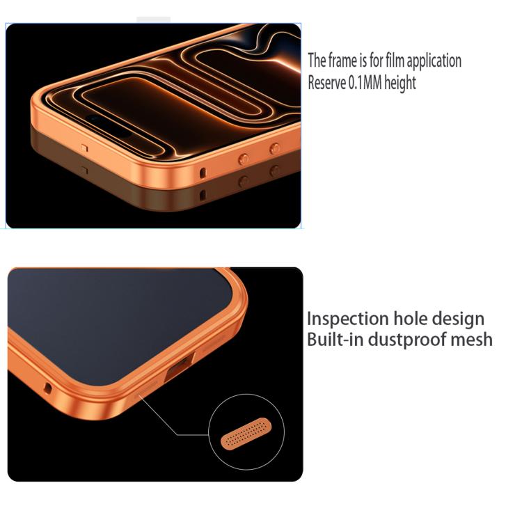 For iPhone 16 Pro Max Cooling Spring Buckle Metal Frame Phone Case