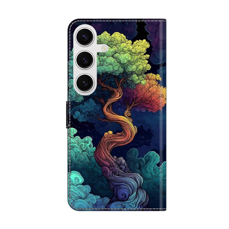 For Galaxy S25 FE 5G Crystal-Like Painted Vegan Leather Phone Case