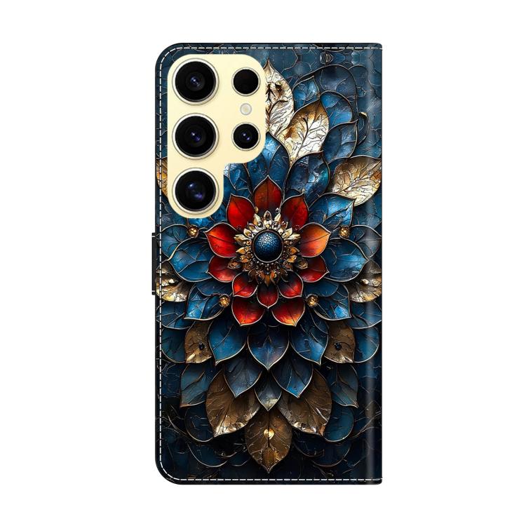 For Galaxy S25 Ultra 5G Crystal-Like Painted Vegan Leather Phone Case