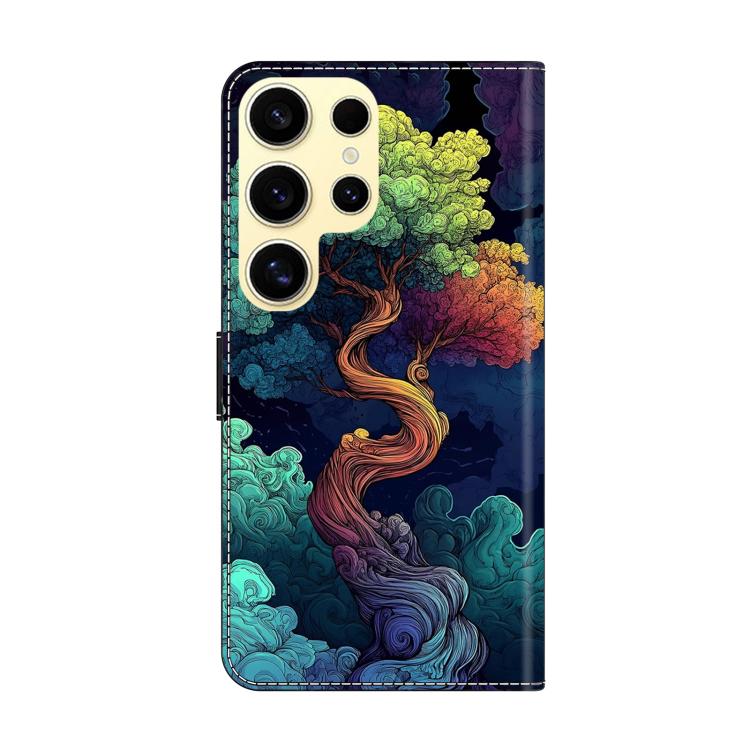 For Galaxy S24 Ultra 5G Crystal-Like Painted Vegan Leather Phone Case